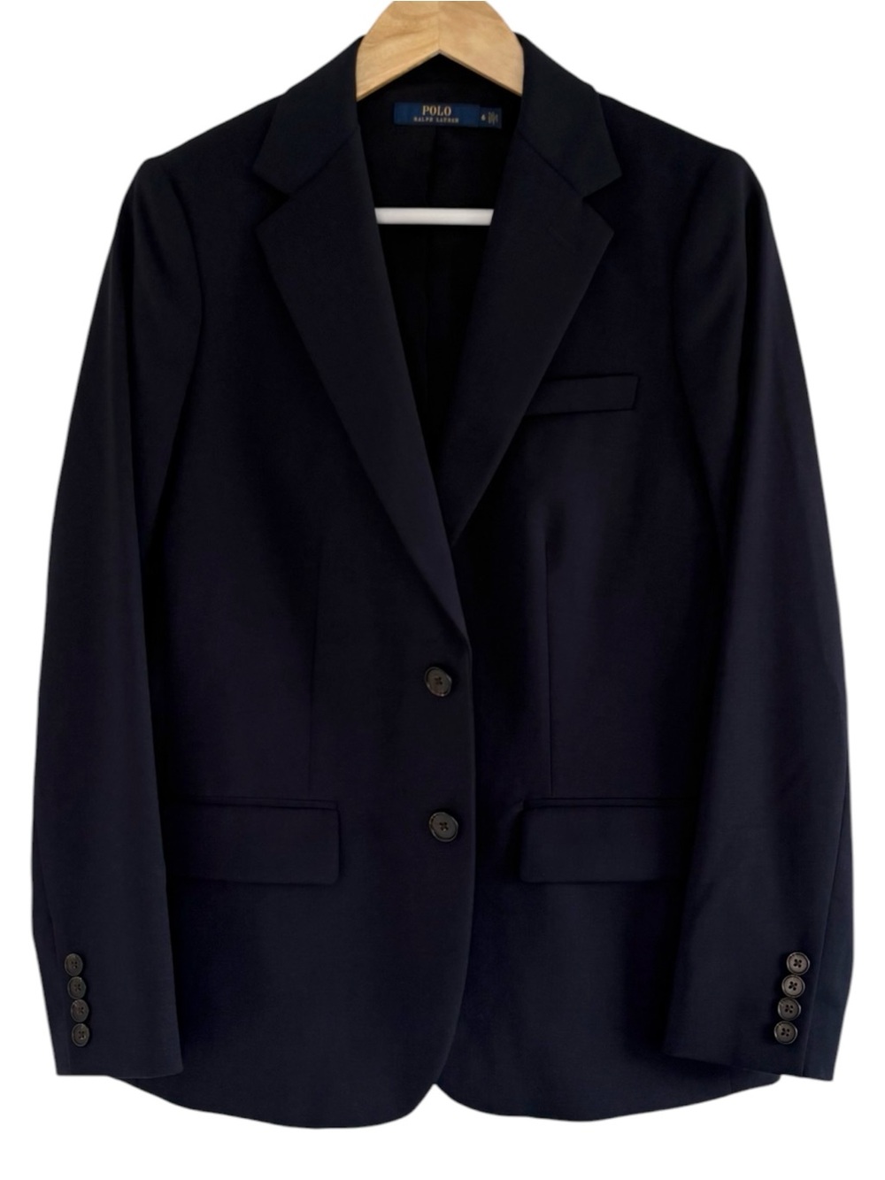 Polo Ralph Lauren Single Breasted Wool Blend Navy Blazer Size 6